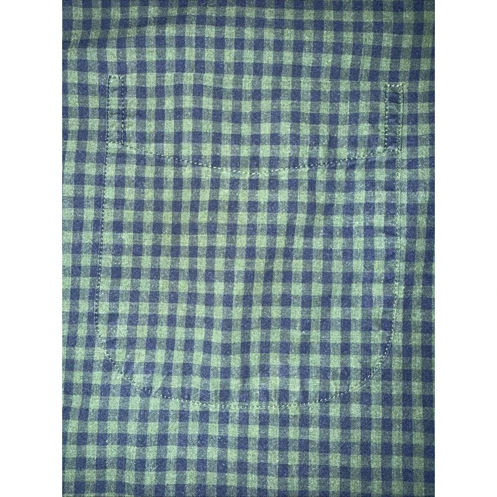 J.Crew Mens Green Navy Gingham Button Down Shirt Cotton Long Sleeve Casual L